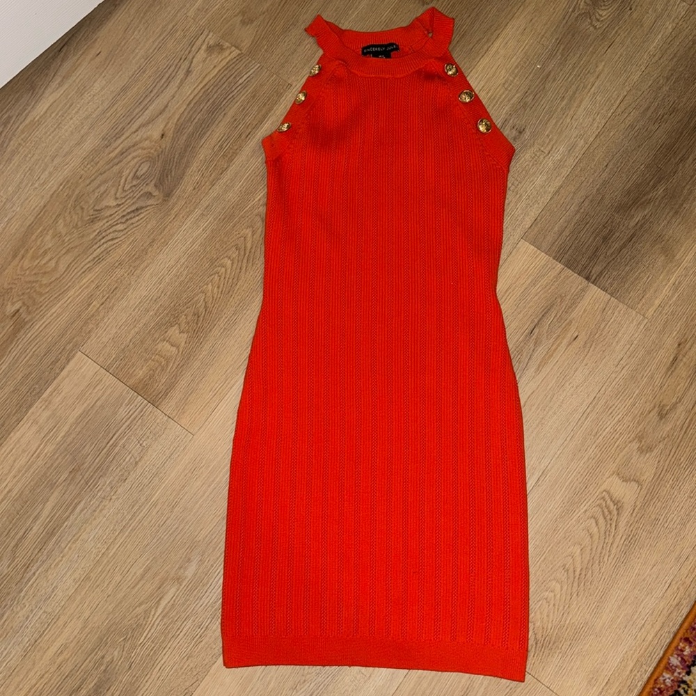 Orange high neck dress